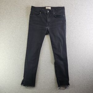 We The Free Jeans Womens 27 Black Skinny Raw Hem Mid Rise Distressed Free People
